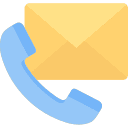 Icon of a yellow envelope and a blue phone handset, symbolizing email and phone communication.
